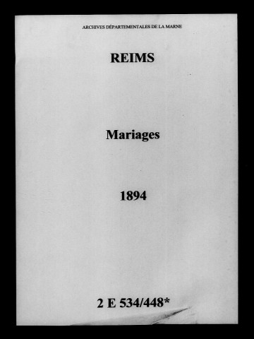 Reims. Mariages 1894