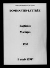 Dommartin-Lettrée. Baptêmes, mariages 1755
