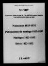 Mutry. Naissances, publications de mariage, mariages, décès 1823-1832