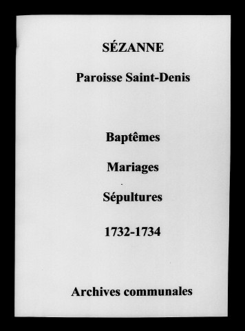 Sézanne. Baptêmes, mariages, sépultures 1732-1734