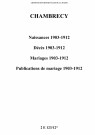 Chambrecy. Naissances, décès, mariages, publications de mariage 1903-1912