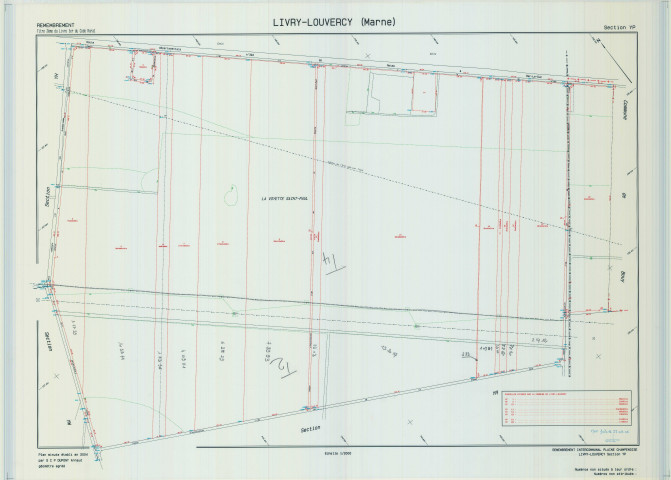 Livry-Louvercy (51326). Section YP échelle 1/2000, plan remembré pour 2004 (remembrement intercommunal de la Plaine Champenoise), plan régulier (calque)