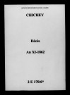 Chichey. Décès an XI-1862