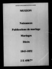 Muizon. Naissances, publications de mariage, mariages, décès 1843-1852