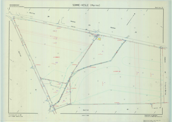 Somme-Vesle (51548). Section ZY échelle 1/2000, plan remembré pour 1989, plan régulier (calque)