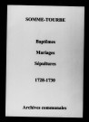 Somme-Tourbe. Baptêmes, mariages, sépultures 1728-1730