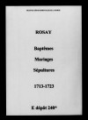 Rosay. Baptêmes, mariages, sépultures 1713-1723