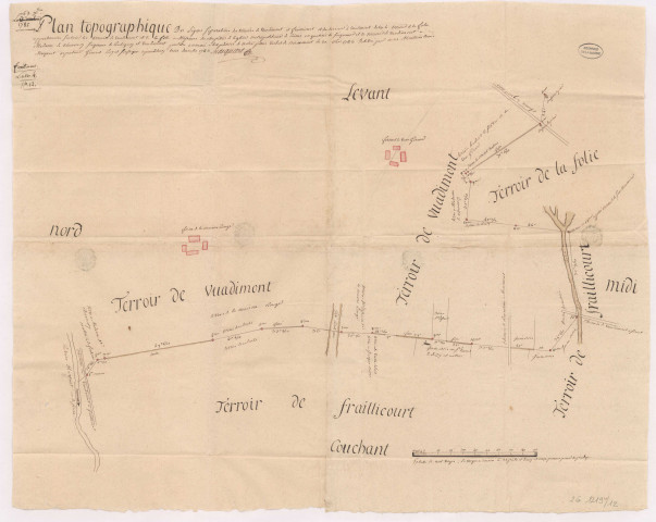 Plan topographique des lignes séparatives des terroirs de Vuadimont et de Fraillicourt (1785), Louis Macquart