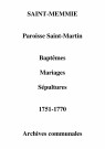 Saint-Memmie. Saint-Martin. Baptêmes, mariages, sépultures 1751-1770