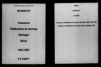 Romigny. Naissances, publications de mariage, mariages, décès 1843-1852