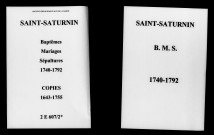 Saint-Saturnin. Baptêmes, mariages, sépultures 1740-1792