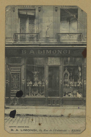REIMS. B.A. Limongi, 32 rue de l'Université, Reims.
(51 - ReimsJ. Bienaimé).Sans date