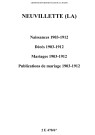 La Neuvillette. Naissances, décès, mariages, publications de mariage 1903-1912