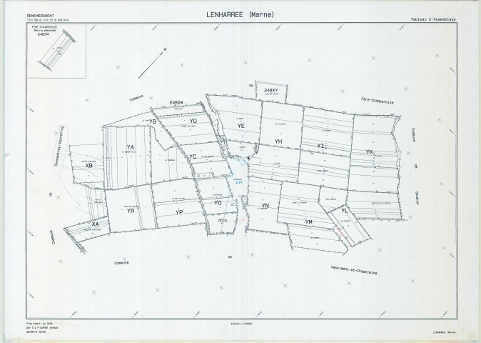 Lenharrée (51319). Tableau d'assemblage 2 échelle 1/10000, plan pour 01/01/2003 (papier)