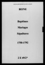 Beine. Baptêmes, mariages, sépultures 1750-1792