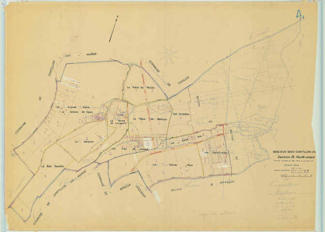 Baslieux-sous-Châtillon (51038). Section A1 échelle 1/2500, plan mis à jour pour 1972, plan non régulier (papier).