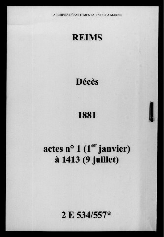 Reims. Décès 1881
