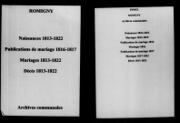 Romigny. Naissances, publications de mariage, mariages, décès 1813-1822