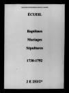 Écueil. Baptêmes, mariages, sépultures 1730-1792