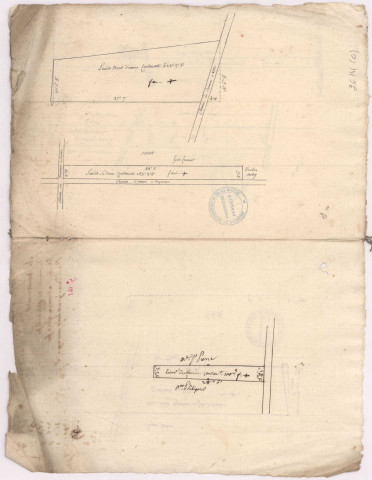 Plan brouillon au net du domaine de l'Archevêché sur le terroir des Mesneux 1762