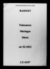 Bassuet. Naissances, mariages, décès an XI-1812