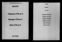 Bligny. Naissances, mariages, décès 1793-an X