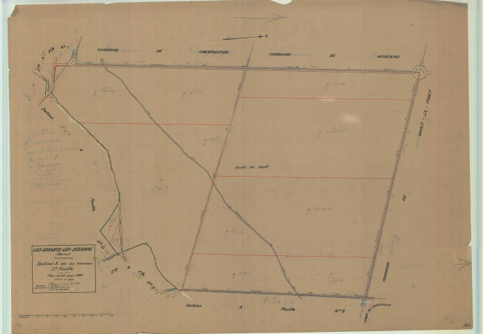 Essarts-lès-Sézanne (Les) (51235). Section A2 échelle 1/2500, plan mis à jour pour 01/01/1933, non régulier (calque)