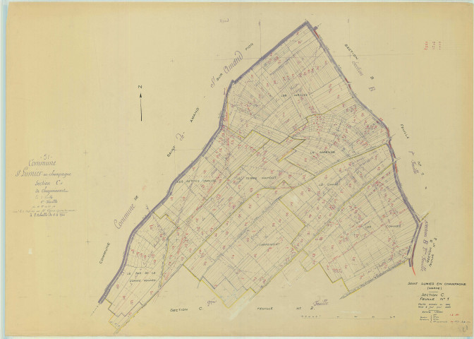 Saint-Lumier-en-Champagne (51496). Section C1 échelle 1/2500, plan mis à jour pour 1958, plan non régulier (papier)