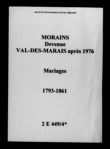 Morains. Mariages 1793-1861