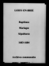 Loisy-en-Brie. Baptêmes, mariages, sépultures 1683-1684