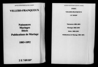 Villers-Franqueux. Naissances, mariages, décès, publications de mariage 1883-1892