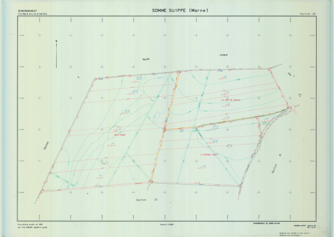 Somme-Suippe (51546). Section ZK échelle 1/2000, plan remembré pour 1993, plan régulier (calque)
