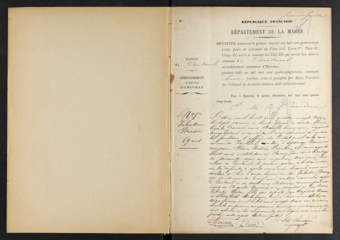 Venteuil. Décès 1893-1929