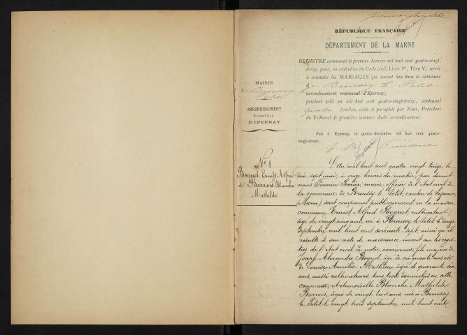 Broussy-le-Petit. Mariages 1893-1929