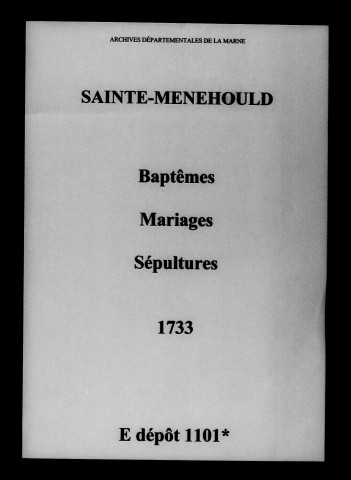 Sainte-Menehould. Baptêmes, mariages, sépultures 1733