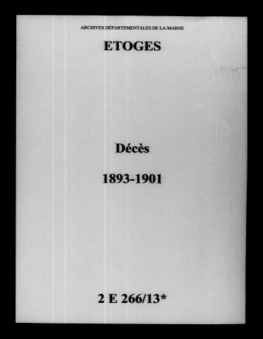 Étoges. Décès 1893-1901