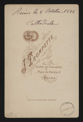 REIMS. Cathédrale de Reims (8 octobre 1884).