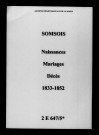 Somsois. Naissances, mariages, décès 1833-1852