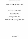 Arcis-le-Ponsart. Naissances, décès, mariages, publications de mariage 1903-1912