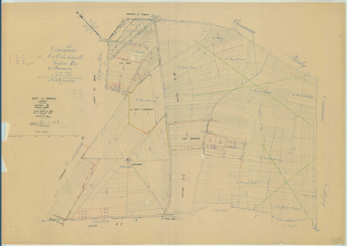 Vert-Toulon (51611). Section B échelle 1/2500, plan mis à jour pour 1958, plan non régulier (papier)