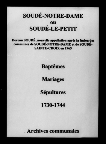 Soudé-Notre-Dame. Baptêmes, mariages, sépultures 1730-1744