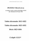 Petite-Ville (La). Tables décennales des mariages, naissances, décès 1813-1832 et décès 1823-1836