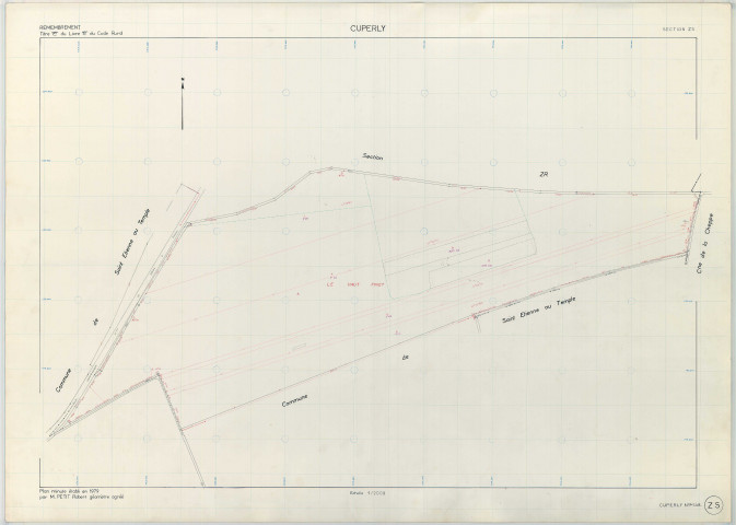 Cuperly (51203). Section ZS échelle 1/2000, plan remembré pour 1979, plan régulier (papier armé)