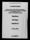 Larzicourt. Naissances, mariages, décès 1771-1791