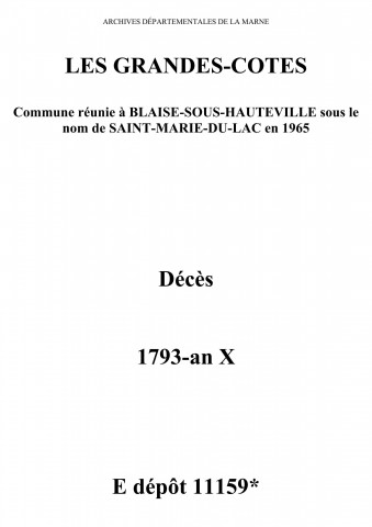 Grandes-Côtes (Les). Décès 1793-an X