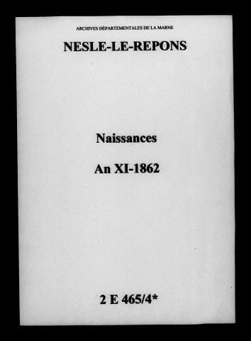 Nesle-le-Repons. Naissances an XI-1862