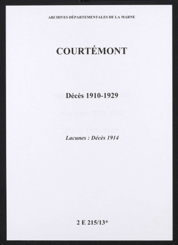 Courtémont. Décès 1910-1929