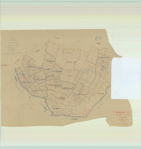 Sermiers (51532). Section A3 échelle 1/1250, plan mis à jour pour 1940, plan non régulier (papier).