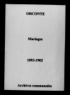 Orconte. Mariages 1893-1902
