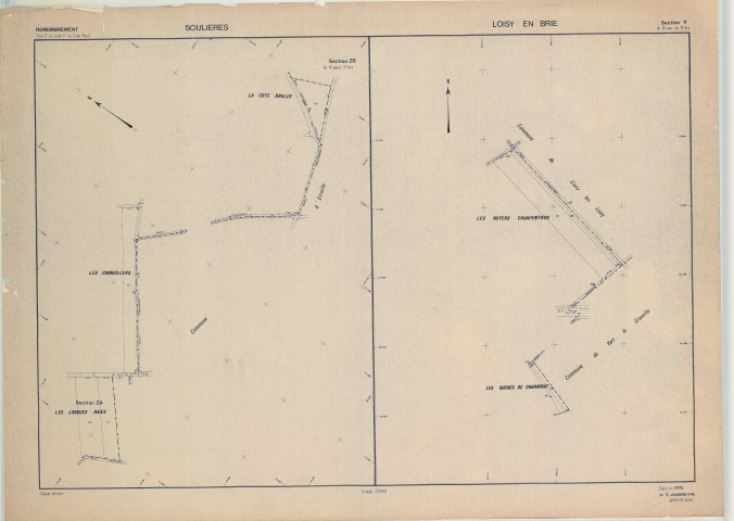 Soulières (51558). Section V échelle 1/2000, plan remembré pour 1970 (extension Loisy-en-Brie section V), plan régulier (papier)